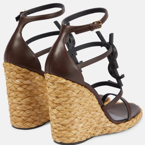 Saint Laurent Cassandra 105 Wedge Sandals - Picture 3 of 10